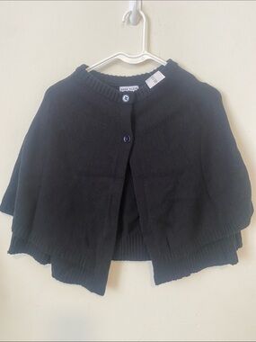 Anne Klein Black Knit Capelet with Button Front